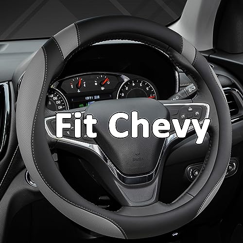 West Llama Customized Auto Car Steering Wheel Cover for Chevy Silverado,Tahoe,Equinox,Traverse,Trailblazer,Colorado(Black+Gray - Standard Size) - color: ['A-Black+Gray']