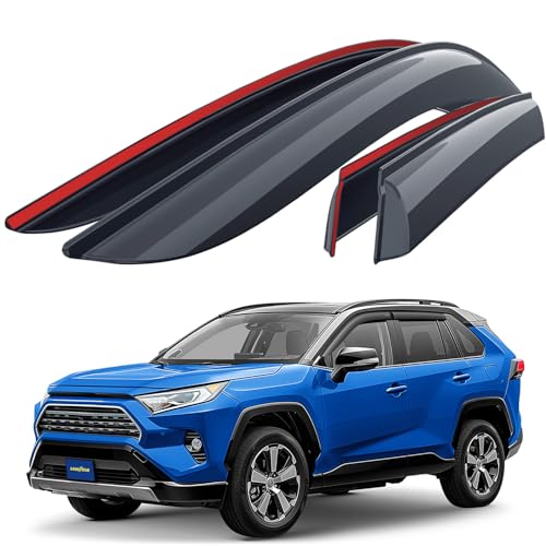 Goodyear Shatterproof Side Window Deflectors for Toyota RAV4 2019-2025, Tape-on Rain Guards, Window Visors for Cars, Vent Deflector, Vent Visor, Car Accessories, 4 pcs. - GY008708 - color: For RAV4 19-25