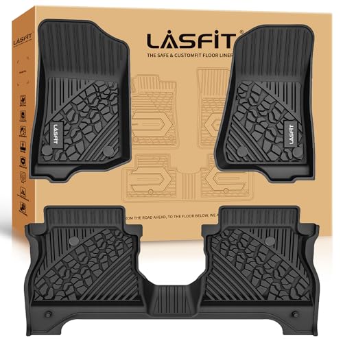 LASFIT Floor Mats for Jeep Gladiator JT 2020-2025 2026 All Weather TPE Custom Fit Pickup Truck Mats Floor Liners 1st & 2nd Row, Black - style: Gladiator 2020-2026 Floor Mats
