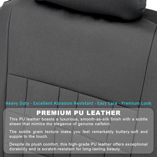 Champlus Car Seat Covers, Premium Leather Ultra Comfort and Thick 2 Front Seat Covers, Universal Fit Automotive Sedan Cars, SUVs, Trucks, Mini Vans, Airbag Compatible, Easy to Install - color: Black