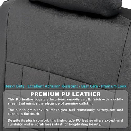 Champlus Car Seat Covers, Premium Leather Ultra Comfort and Thick 2 Front Seat Covers, Universal Fit Automotive Sedan Cars, SUVs, Trucks, Mini Vans, Airbag Compatible, Easy to Install - color: Black