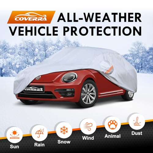 Car Cover Custom Fit for VW New Beetle Bug 2-Door 1998-2025, 6 Layer Heavy Duty Waterproof All Weather Car Tarp Outdoor Protection with Cotton Lining - size: Beetle 2-Dr 1998-2025