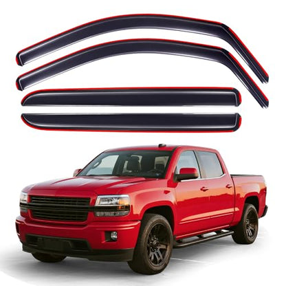 in-Channel Window Rain Guards for 2014-2018 Chevy Silverado/GMC Sierra 1500/2500/3500 Crew Cab, Window Deflectors Vent Visors for 2014 Chevy Silverado Accessories, 4 Full-Size Doors - size: 2014-2018 Silverado/Sierra 1500/2500/3500 Crew Cab