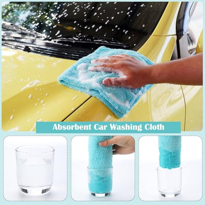 Tallew 15 Pcs Car Microfiber Towels Buffing Drying Wash Cleaning Cloths Plush Large Towels Thick Care Polishing Detailing Waxing Scratch Proof Towel, 15.75 x 15.75 Inch (Light Blue) - color: Multicolor