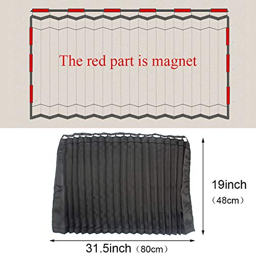 Ovege Car Window Shade - Side Window Sun Shade Curtain, Pleated Silky UV Protection Privacy, Baby Suction Magnetic (Black-Opaque, Back Seat 2pcs) - color: Black-Opaque, size: Back Seat 2pcs