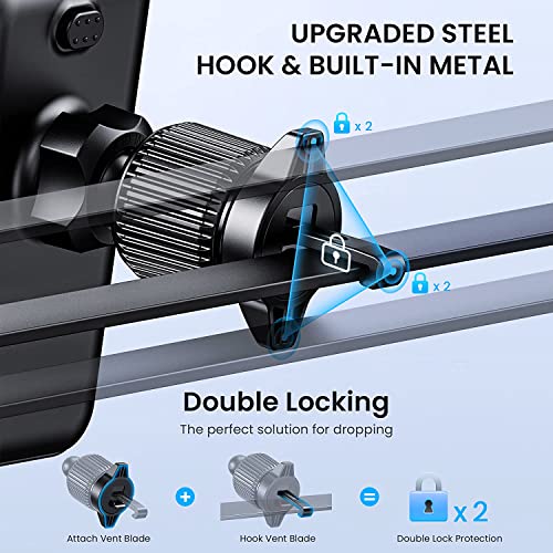Car Vent Phone Mount for Car [Military-Grade Hook Clip] Phone Stand for Car [Thick Cases Friendly] Air Vent Clip Cell Phone Holder for Smartphone, iPhone, Automobile Cradles Universal