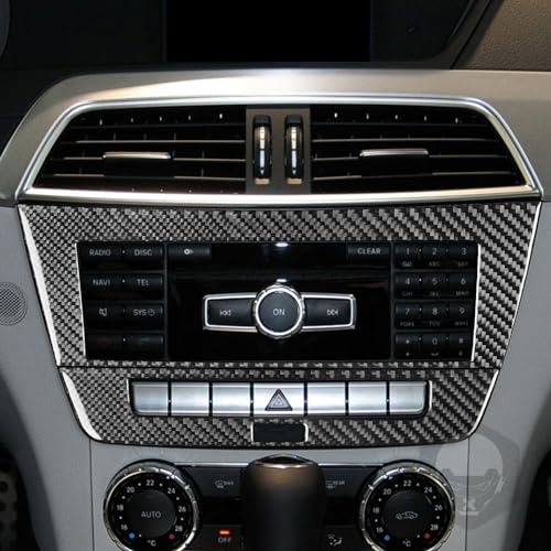 NVCNX Carbon Fiber Compatible with Mercedes-Benz C-Class W204 C250 C300 C350 C63 AMG 2012 2013 2014 Sedan / 2012-2015 Coupe Accessories Car Dash CD Radio Panel Cover Sticker Decal Interior Trim B 2PCs - color: Dash Infotainment System Panel Trim B - for 2
