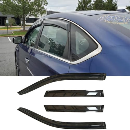 Side Window Visor Wind Vent Deflector fit for 2013-2019 Nissan Sentra,4pcs Outside Mount Style Nice Sun Rain Guards Set, Dark Smoke Window Shade 94248 - size: 2013-2019 Sentra