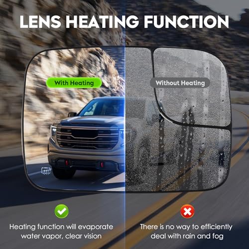 Passenger Right Side Mirror Blind Spot Convex Heated Mirror Glass with Rear Holder Fit for 2005-2009 Dodge Ram 1500 2500 3500, Replacement for 5161010AA 5191036AA CH1325121 - size: Right Side
