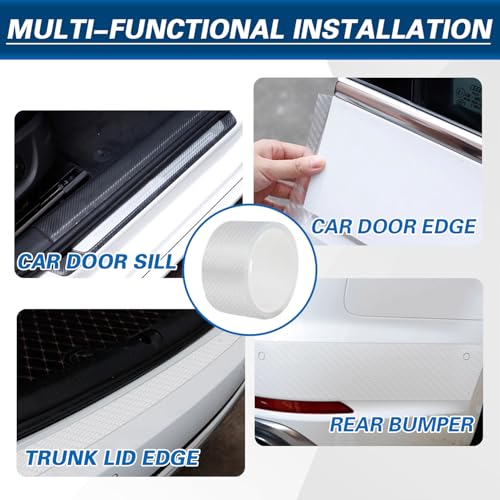 Car Door Edge Protector Sill Guards Door Film，3D Carbon Fiber Car Warp Clear Film with Anti-Collision Protection for Most Vehicles (2.7In x 16.5Ft Transparent)