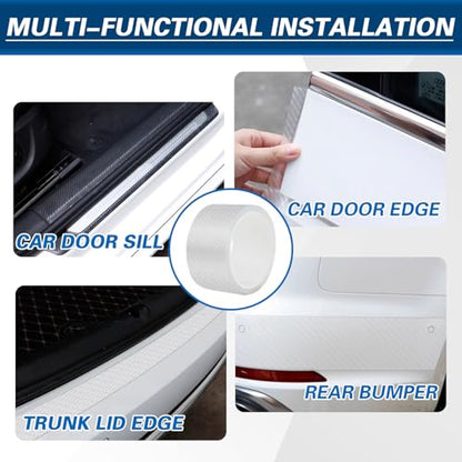 Car Door Edge Protector Sill Guards Door Film，3D Carbon Fiber Car Warp Clear Film with Anti-Collision Protection for Most Vehicles (2.7In x 16.5Ft Transparent)