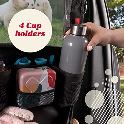 Lusso Gear Backseat Car Organizer- Kick Mat Protects Against Kids Feet - 12 Large Storage Pockets - iPad,Tablet, Water Bottle Holder- Durable, Heavy Duty Road Trip Essential (Black) - color: 1-Pack Black