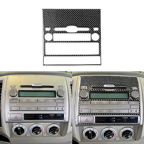 Real Soft Carbon Fiber Car Center CD Player Control Panel Surround Trim Sticker Auto Premium Interior Accessories Compatible with Toyota Tacoma 2009 2010 2011 Black (Type A) - color: Cd Panel a, size: Black Carbon Fiber