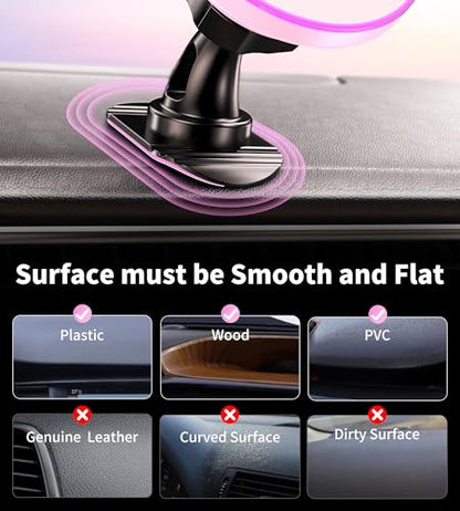 BHHB for Magsafe Car Mount Charger, [2026 Upgrade] 15W 2in1 Magnetic Wireless Car Charger, for Magsafe Car Charger, Vent/Dashboard Phone Holder, ONLY for iPhone 17 16 15 14 13 12 Series (Pink) - color: Pink
