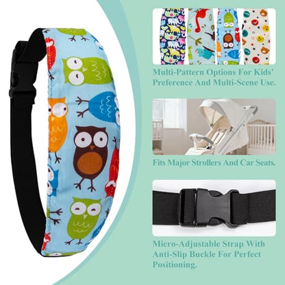 4Pack Baby Head Support for Car Seat, Adjustable Airplane Head Strap for Sleeping - Toddler Car Seat Head Support Pillow with Safety Rest Design for Infant and Child