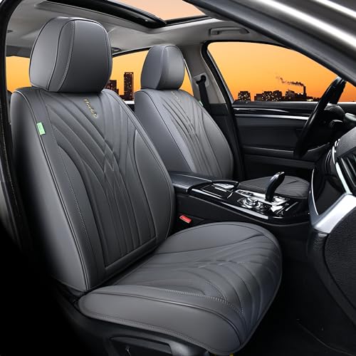 FLORICH Front Automotive Seat Covers, 2 Pcs Leather Seat Covers, Breathable Car Seat Covers, Waterproof Seat Cover, Gary Car Seat Cushion, Car Seat Protector Vehicle for Cars Sedan SUV Truck - color: Gray, size: Front