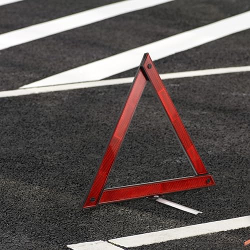 Reflective Safety Triangles for Vehicles 3-Pack Portable Emergency Roadside Warning Signs 11.22X9.64X9.05In Foldable Car Hazard Markers for Night and Adverse Weather