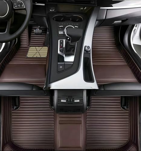 Custom Floor Mats for Cars,All-Weather car Floor MATS-Suitable for 99% of car Models,Luxury Full Coverage All Car Floor Mats,Anti-Slip Leather Car Mat Set (Brown Stripe) - color: Brown stripe