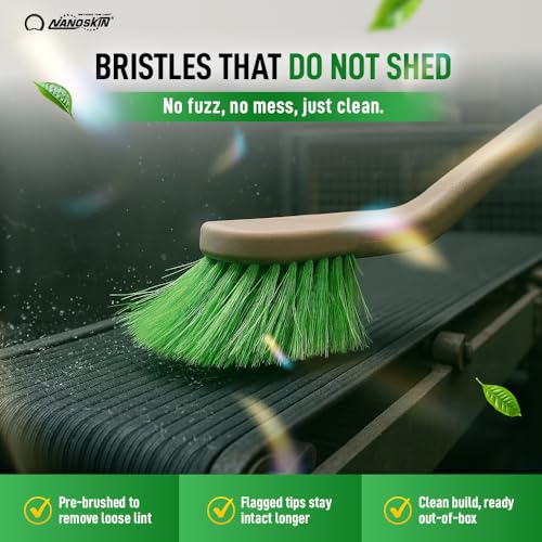 Nanoskin Professional 20-Inch Angled Tire & Wheel Cleaning Brush - Durable Green Polystyrene Bristles for Effective Auto Detailing, Gentle Car Wash Tool | Long-Handled Scrub Brush for Trucks and RVs - size: 20"