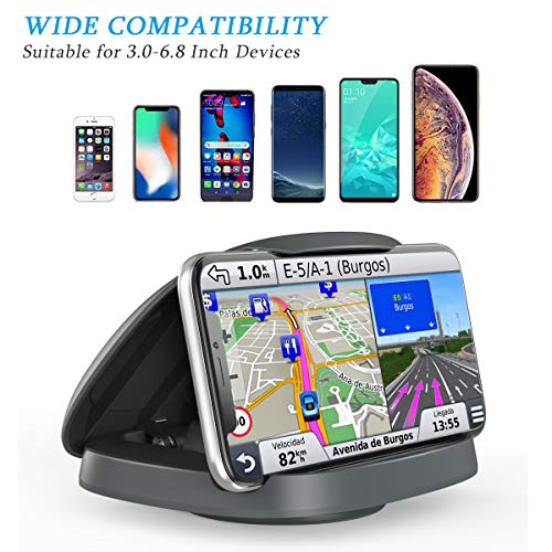 JOYEKY Cell Phone Holder for Car, Vertical Horizontal Car Phone Mount with 360° Rotate Dashboard Cradle Compatible iPhone Samsung Galaxy Android Smartphones, GPS Devices - color: Gray