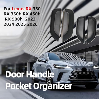 Car Door Handle Pocket Organizer Inserts for Lexus RX 2023 2024 2025 Accessories Car Pocket Organizer Front Rear Door Grab Inner Tray Box (4PCS Black TPE Storage Box-4 Door) (Black)