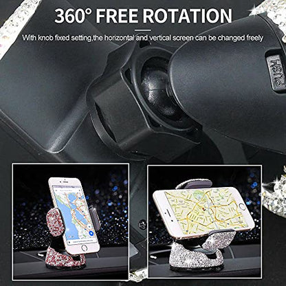 SUNCARACCL Bling Car Phone Holder, 360°Adjustable Crystal Auto Phone Mount Universal Rhinestone Car Stand Phone Holder Car Accessories for Windshield Dashboard and Air Outlet (Pink) - color: Pink