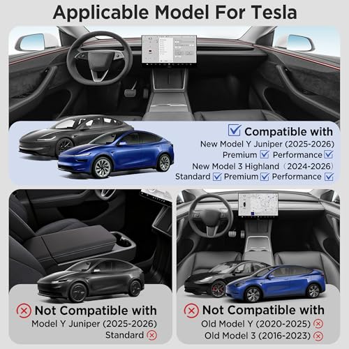 Center Console Organizer Tray for Tesla Model Y Juniper Accessories 2025 2026/For Tesla Model 3 Highland Accessories 2024 2025 2026 [Slide Smoothly/US Patent] Cup Holder Matte Black