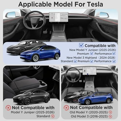 Center Console Organizer Tray for Tesla Model Y Juniper Accessories 2025 2026/For Tesla Model 3 Highland Accessories 2024 2025 2026 [Slide Smoothly/US Patent] Cup Holder Matte Black