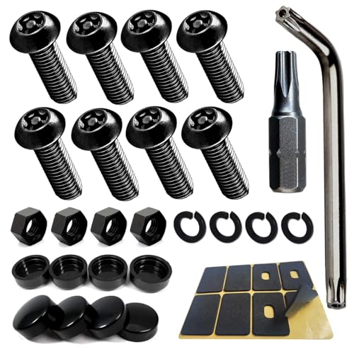 BGGTMO Black License Plate Screws- Stainless Steel Car Tag Plate Mounting Hardware, Rustproof Anti-Theft Security Mechanical Bolts Fit Front & Rear, with Matte Black Caps Covers, Nuts Fasteners - color: Black Machine Bolts