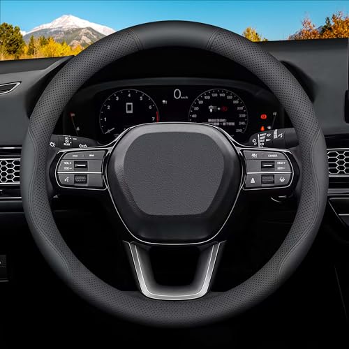 Luxury Microfiber Leather Steering Wheel Cover Compatible with Ford F-150 F-250 F-350, 15.5-16 Inch Non-Slip Breathable Interior Accessories, Comfortable Grip Anti-Slip (Black)