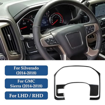Car Center Console Instrument Frame Sticker Carbon Fiber Decal Cover Interior Trim for Chevrolet Silverado/GMC Sierra 1500 2500HD 3500HD 2014-2018 Accessories - color: Center Console Instrument Frame
