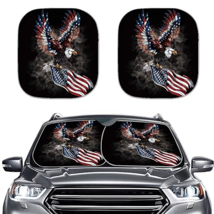 American Flag Eagle Windshield Sunshade for Cars Sedans Van SUV Sun Proof Car Front Windows Sunshade UV Rays Protection Easy to Install - color: American Flag Eagle