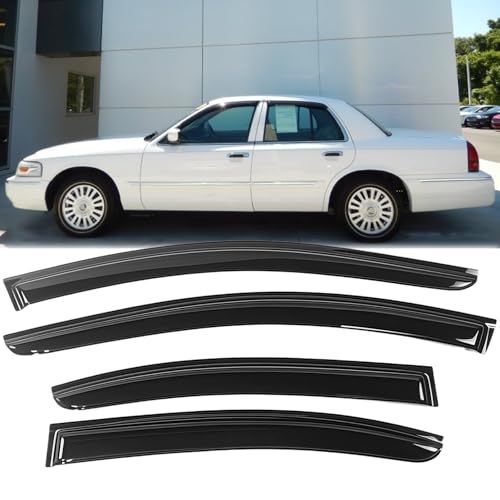 94228 Rainproof Side Window Wind Deflectors for 1992-2011 Mercury Grand Marquis (Excludes Landau Roof) 98-11 Crown Vic (Short Rears) 2003 Marauder, Vent Deflector Nice Looking Window Visors - size: Grand Marquis