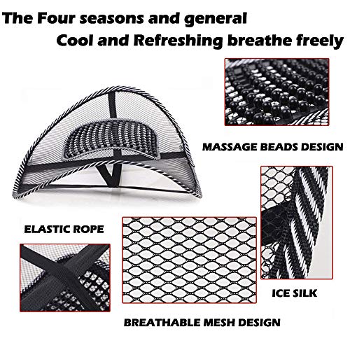 Big Ant Lumbar Support, Car Mesh Back Support with Massage Beads Ergonomic Designed for Comfort and Lower Back Pain Relief - Lumbar Back Support Cushion for Car Seat, Office Chair,Wheelchair