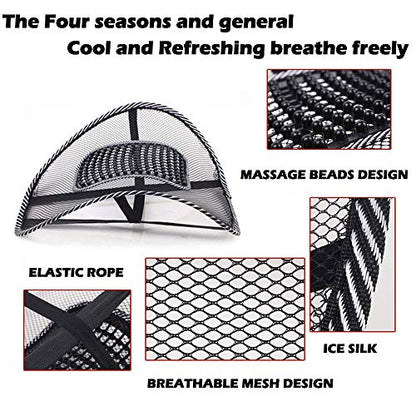 Big Ant Lumbar Support, Car Mesh Back Support with Massage Beads Ergonomic Designed for Comfort and Lower Back Pain Relief - Lumbar Back Support Cushion for Car Seat, Office Chair,Wheelchair