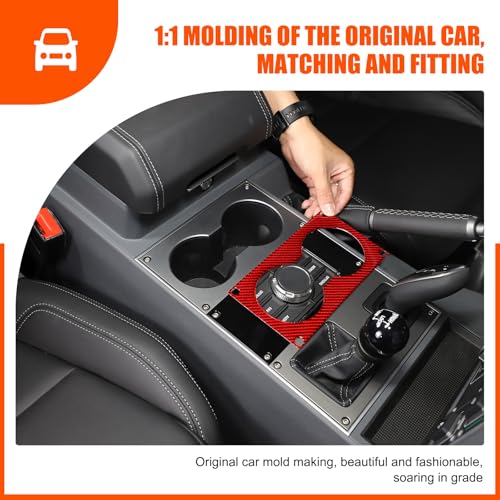 Car Center Console Water Cup Holder Trim Compatible with INEOS Grenadier 2020-2024, Center Console Armrest Box Cup Holder Panel Anti-Scratch Panel Decorative Sticker Interior Accessories (Red)