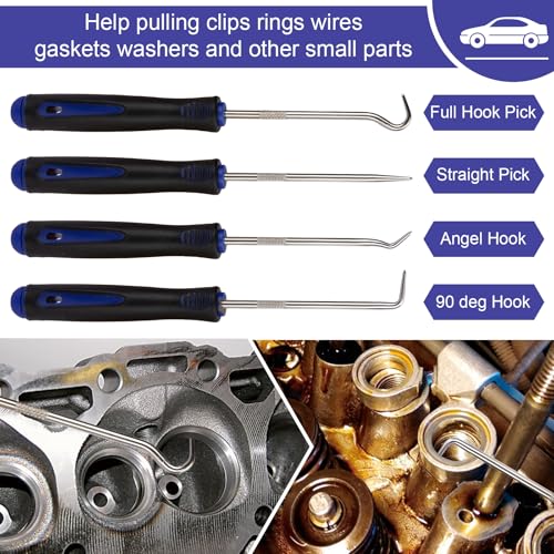 BFXM 9PCS Auto Trim Removal Tool kit, Clip Pry Tools Kit No Scratch, Car Door Panel Fasteners Remover, Automotive Mini Precision Hooks for Auto Oil Seal O-Ring Seal Gasket (Blue) - color: Blue * 9PCS