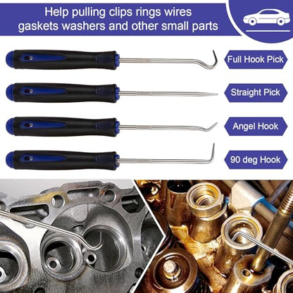 BFXM 9PCS Auto Trim Removal Tool kit, Clip Pry Tools Kit No Scratch, Car Door Panel Fasteners Remover, Automotive Mini Precision Hooks for Auto Oil Seal O-Ring Seal Gasket (Blue) - color: Blue * 9PCS