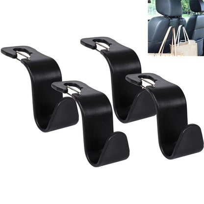 Car Seat Headrest Hooks, Car Organizer Hanger Storage Hooks for Handbags Purses Groceries Backpack Coat 4 Pack (Black) - color: Black