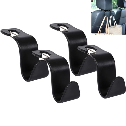 Car Seat Headrest Hooks, Car Organizer Hanger Storage Hooks for Handbags Purses Groceries Backpack Coat 4 Pack (Black) - color: Black