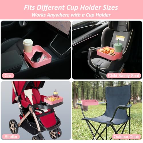 2PCS Car Seat Snack Tray for Kids, Mess-Free Square Travel Tray Cup Holder Snack Tray, Durable Car Food Tray for Toddlers, Universal Fit Kids Travel Road Trip Essentials (SkyBlue&Pink) - color: Blue&Pink