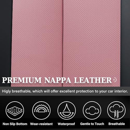 Coverado Car Seat Covers, Back Seat Cover, Rear Car Seat Cover, 3-Pieces Waterproof Car Seat Cushion, Car Seat Protector, Faux Leather Seat Cover Seat Protector Universal Fit Most Cars, Black&Pink - color: Black&Pink