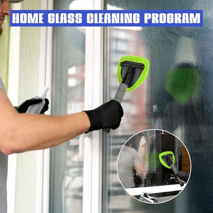 Wuyaoyao 14PCS Car Windshield Cleaning Tool, Car Glass Wiper Kit with Window Cleaner, Microfiber Pads, Spray Bottle, Extendable Handle, Interior Detailing Dust Brush, Car Cleaning Supplie (Blue+Green) - color: Blue+Green