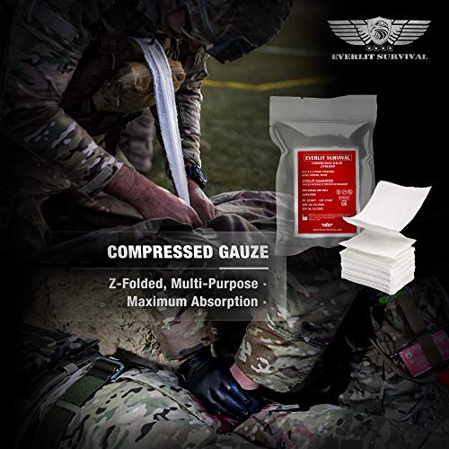 EVERLIT Emergency Trauma Kit, CAT GEN-7 Tourniquet 36" Splint, Military Combat Tactical IFAK for First Aid Response, Critical Wounds, Severe Bleeding Control (Tan) - color: Tan