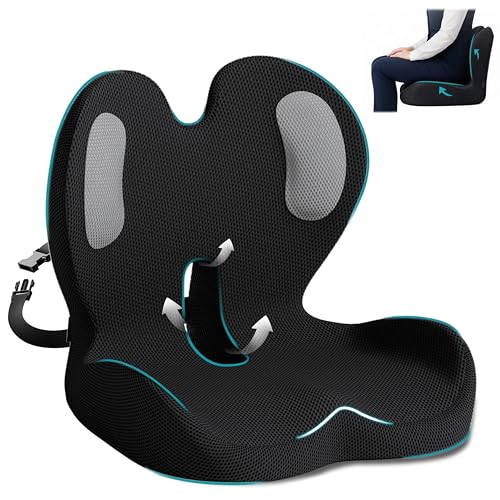 Memory Foam Seat Cushion with Lumbar Support Pillow,Office Chair Cushion,Ergonomic Car Seat Cushion,Designed for Tailbone,Sciatica, Lower Back Pain Relief,for Office,Car,Truck,Desk Chair - color: Black M