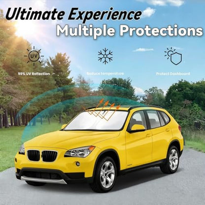 Windshield Sun Shade for BMW X1 E84 2011-2015 Accessories, Car Front Window Sun Visor & Heat Shield | 240T Sunshade Protection Blocks UV Rays Keep Your Car Cooler - size: For | X1 E84 2011-2015
