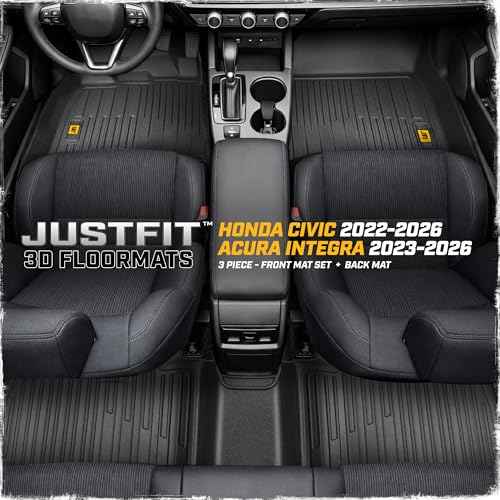 CAT® JustFit™ 3D Custom Fit Floor Mats for Honda Civic 2022-2026 Acura Integra 2023-2026, Heavy Duty Car Floor Liners Protection Laser Measured, Honda Civic Accessories, Acura Integra Accessories - style: Honda Civic (2022-2026) / Acura Integra (2023-2026