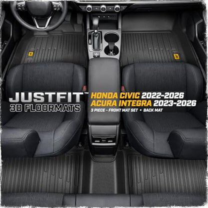 CAT® JustFit™ 3D Custom Fit Floor Mats for Honda Civic 2022-2026 Acura Integra 2023-2026, Heavy Duty Car Floor Liners Protection Laser Measured, Honda Civic Accessories, Acura Integra Accessories - style: Honda Civic (2022-2026) / Acura Integra (2023-2026