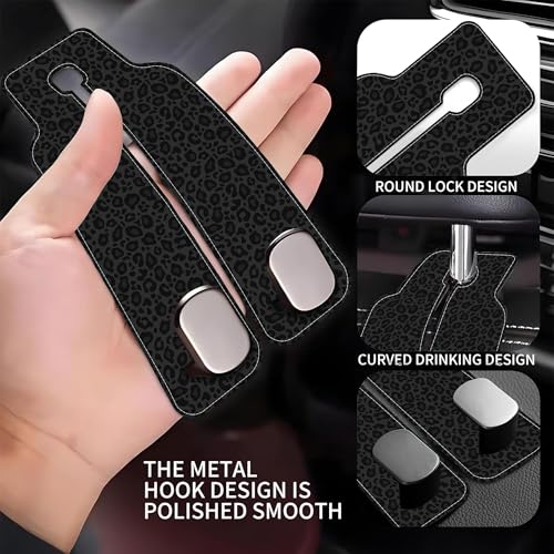 Abstract Black Leopard Animal Colorful Paw Prints 1 Pack Bag Purse Holder for Car Premium Leather Double Metal Hook for Handbags, Grocery Bags and Phones - color: Abstract Black Leopard Animal