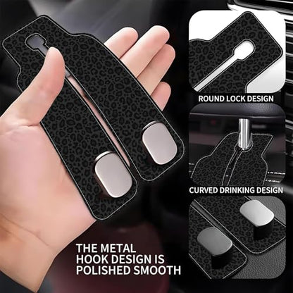 Abstract Black Leopard Animal Colorful Paw Prints 1 Pack Bag Purse Holder for Car Premium Leather Double Metal Hook for Handbags, Grocery Bags and Phones - color: Abstract Black Leopard Animal